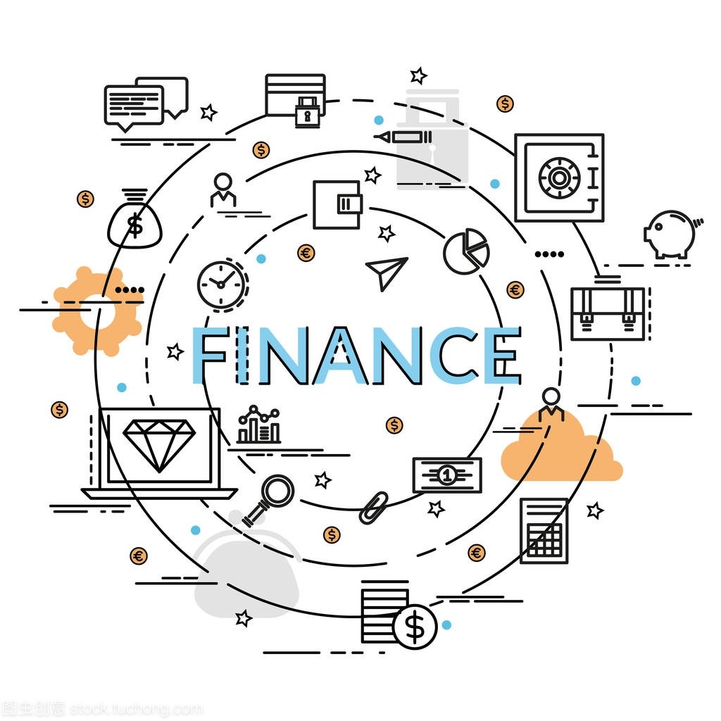 為財務和金錢的平面色彩設計概念。信息創意產品理念